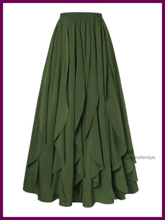Dresses & Skirts - Boho Renaissance Long Maxi Skirt Chiffon Ruffle High Waist Full Skirt